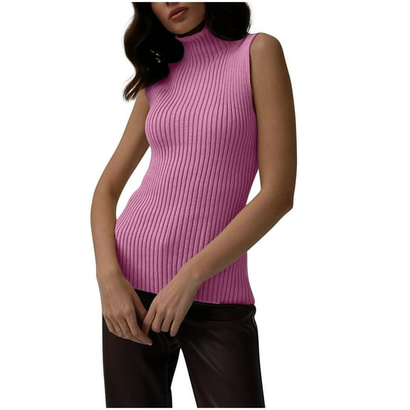 HADST Women's Summer Sleeveless Knit Tank Tops - High Neck, Fashion Solid Color, Slim Fit for Trendy Looks