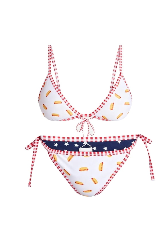 Women's Tri-Cup Bikini Set with Front and Back Ties Side Ties, Quick-Dry Reversible High-Stretch Swimwear
