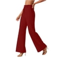 thumbnail image 1 of HADST Women's Wide Leg Pants High Waisted Flared Trousers with Side Pockets Solid Color Dressy Bottoms for Office, 1 of 7