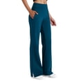 thumbnail image 1 of HADST Womens High Waisted Straight Leg Pants Side Slit Hem Stretchy Seam Detail Side Pockets Trousers for Work, 1 of 8