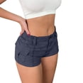 thumbnail image 1 of HADST Womens Low Rise Cargo Shorts Elastic Waist Y2K Slim Fit Sexy Micro Shorts Summer Streetwear Going Out, 1 of 5
