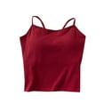 thumbnail image 1 of HADST Womens Tank Top Padded Solid Color Crew Neck Slim Soft Sleeveless Cotton Summer Comfort Ribbed Loungewear Camisole, 1 of 6