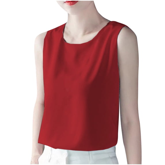 HADST Womens Tank Tops Solid Color Crew Neck Sleeveless Lightweight Relaxed Fit Summer Casual Leisure Shirts M-4XL