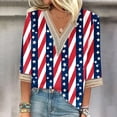 thumbnail image 1 of HADST Womens Tops Clearance Under $10 - 4th of July Shirts Women Summer V Neck Lace Tops Crop Tops for Women, 1 of 5