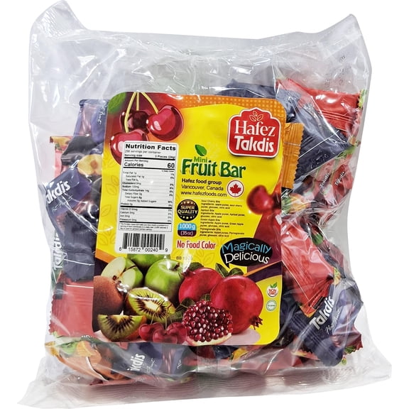 HAFEZ Lavashak Takdis Mini Fruit Bites Leather Candy Size 100% Natural Real Fruit Snack, Vegan, Gluten Free Healthy Snack, Non GMO, Fruit Bites -1kg (2.2lbs)