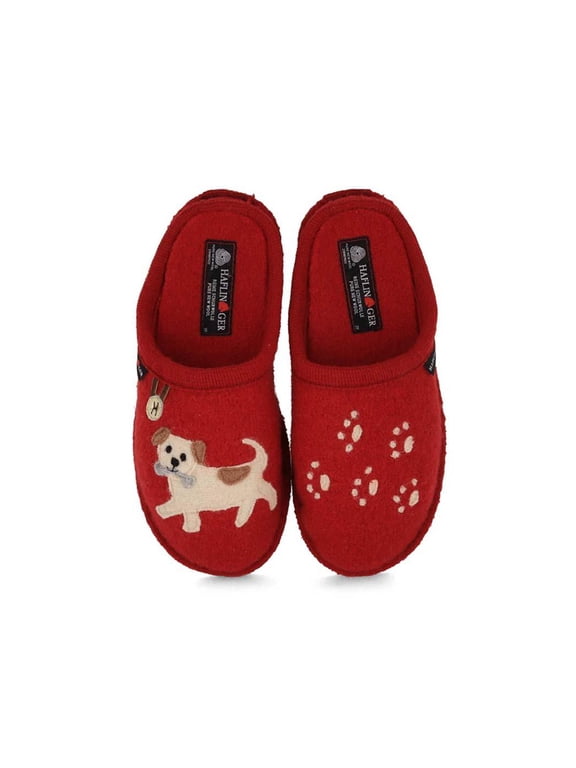 HAFLINGER Women Boiled Wool Slippers 'Flair Fido', paprika