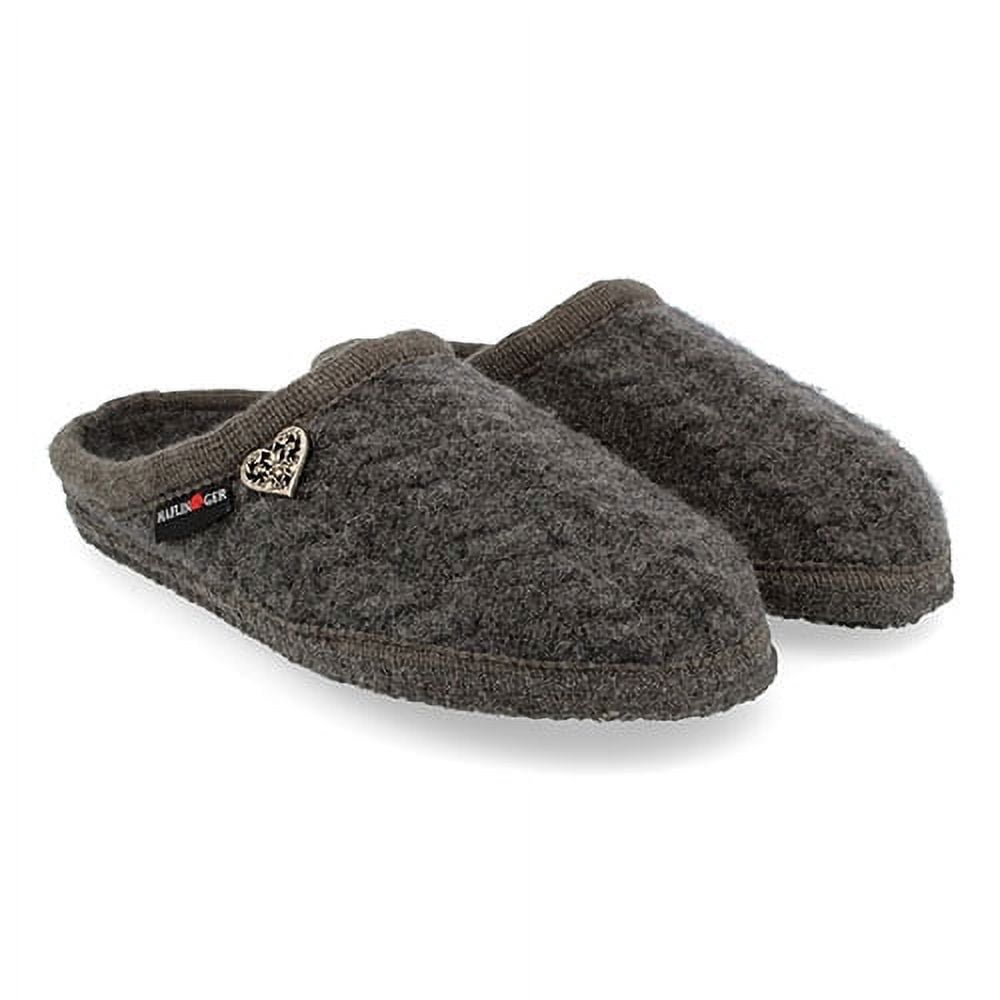 HAFLINGER Women's Herzerl Slipper - 100% Boiled Virgin Wool, Arch Support, Non-Skid Sole