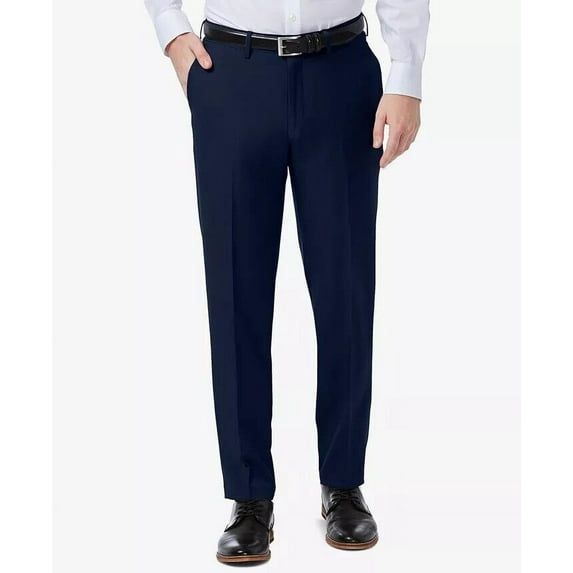Men’s Haggar® Premium Comfort Flex-Waist Slim-Fit Stretch Flat-Front Dress Pants Color: Blue Size: 30X32
