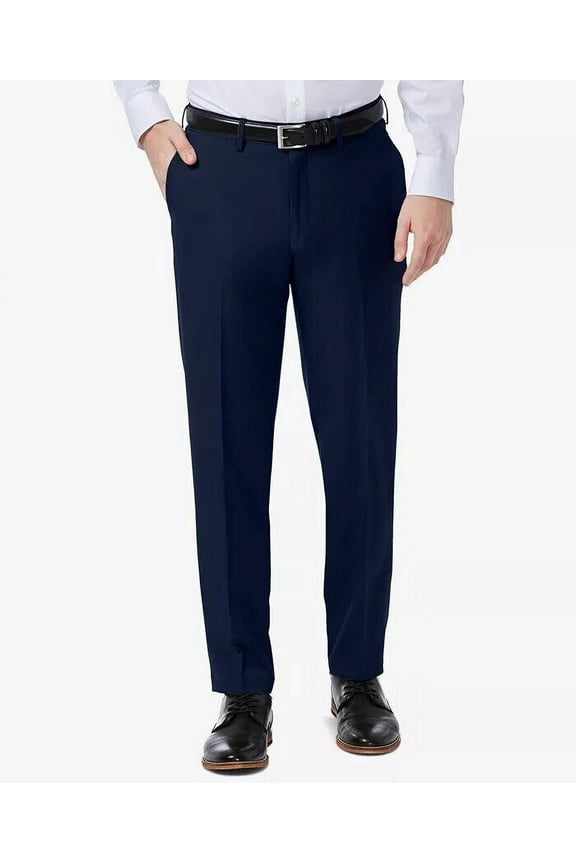 Men’s Haggar® Premium Comfort Flex-Waist Slim-Fit Stretch Flat-Front Dress Pants Color: Blue Size: 30X32