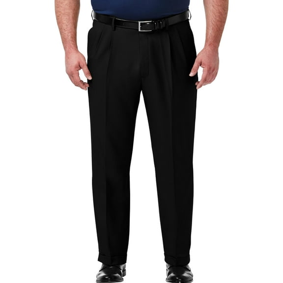 HAGGAR Mens Black Classic Fit Pants 48W\30L