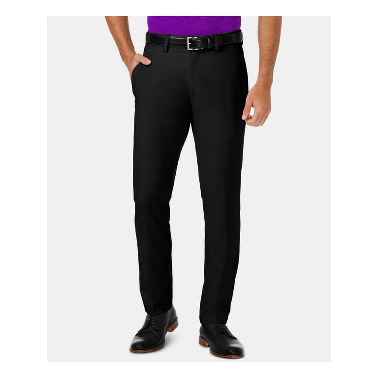 HAGGAR Mens Black Straight Leg, Stretch, Slim Fit Non Iron Pants 30W/ 30L