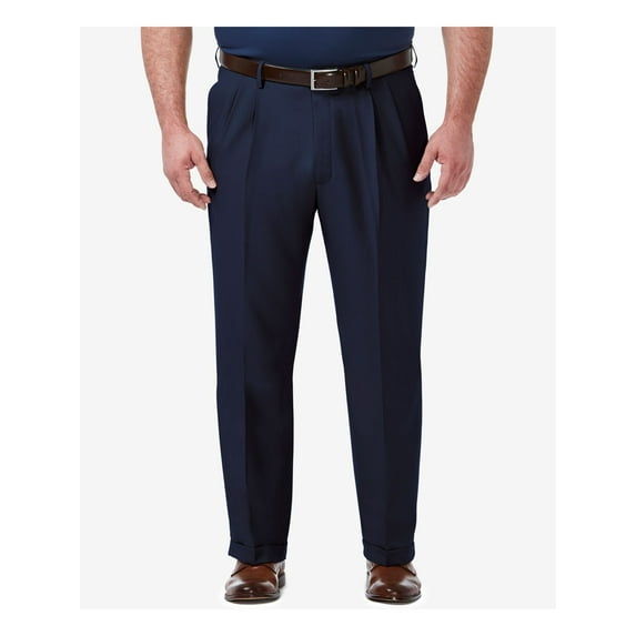 HAGGAR Mens Navy Classic Fit Pants 46 X 32