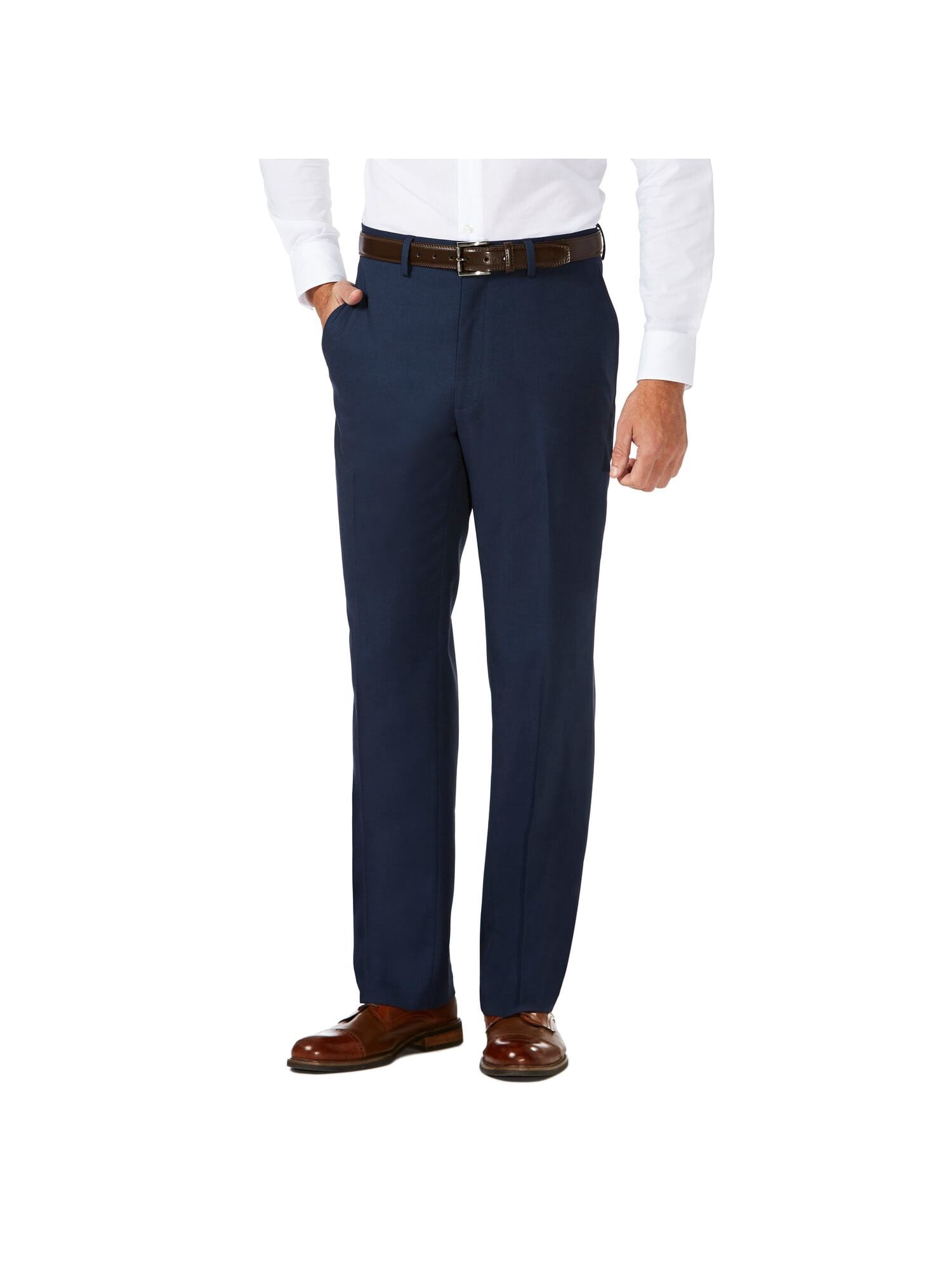 white christmas dresses Haggar E-CLO Stria Dress Pants, Flat Front in Medium Grey main image 0