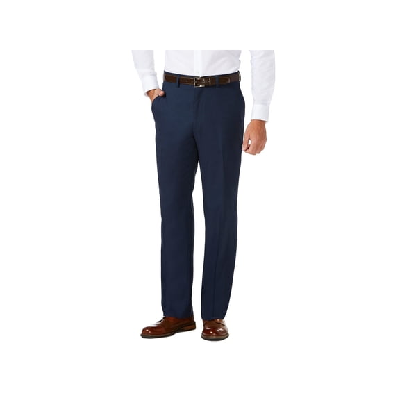 HAGGAR Mens Navy Classic Fit Stretch Pants W32/ L30