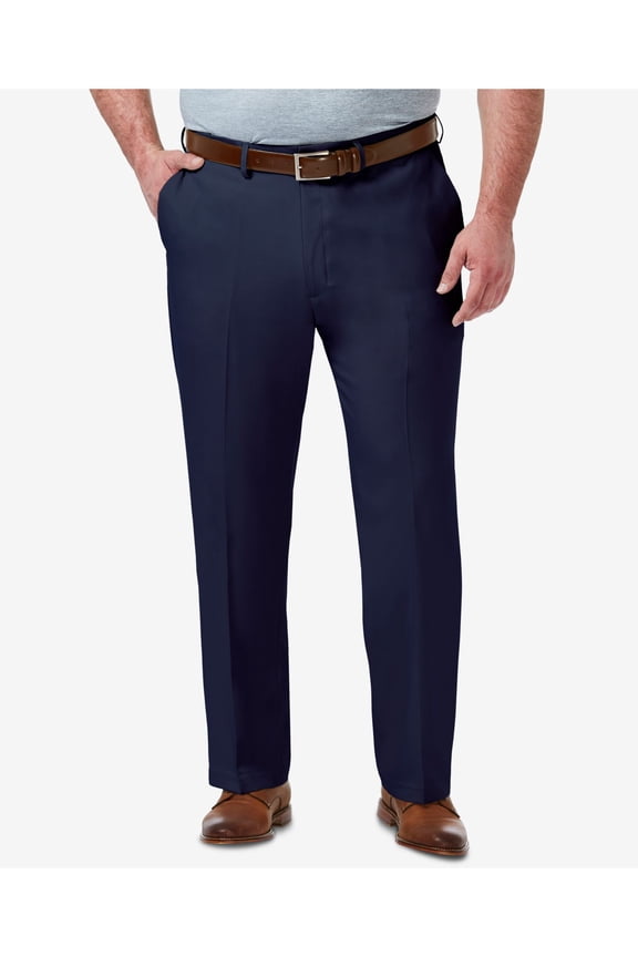 Mens Navy Flat Front, Straight Leg Pants 46 X 30