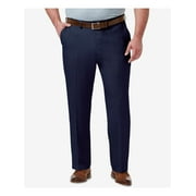 HAGGAR Mens Navy Flat Front, Straight Leg Pants W48/ L30