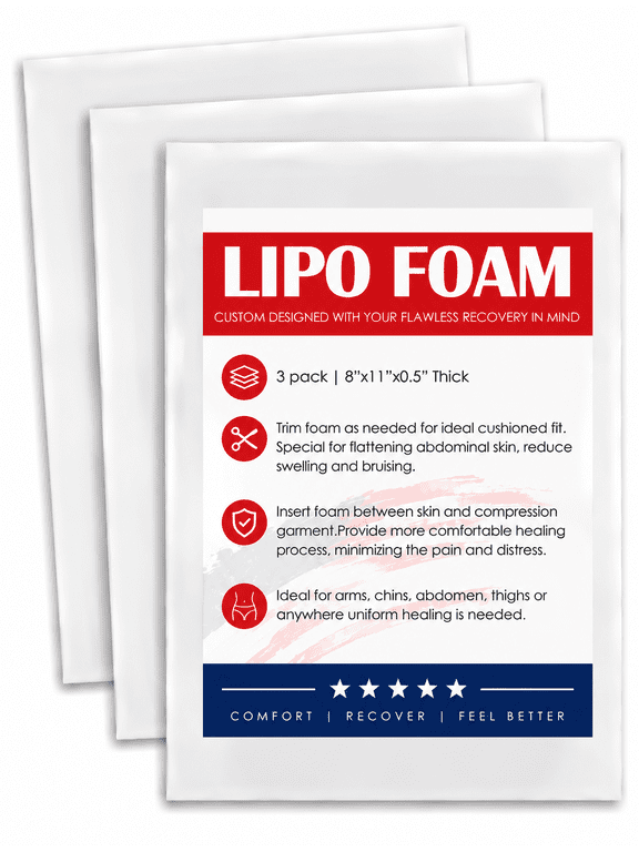 3 Pack Lipo Foam Pads, Lipo Pads, Post Surgery Compression Pads, Ab Board for Liposuction, Tummy Tuck, Abdominoplasty, Abdominal Support, White