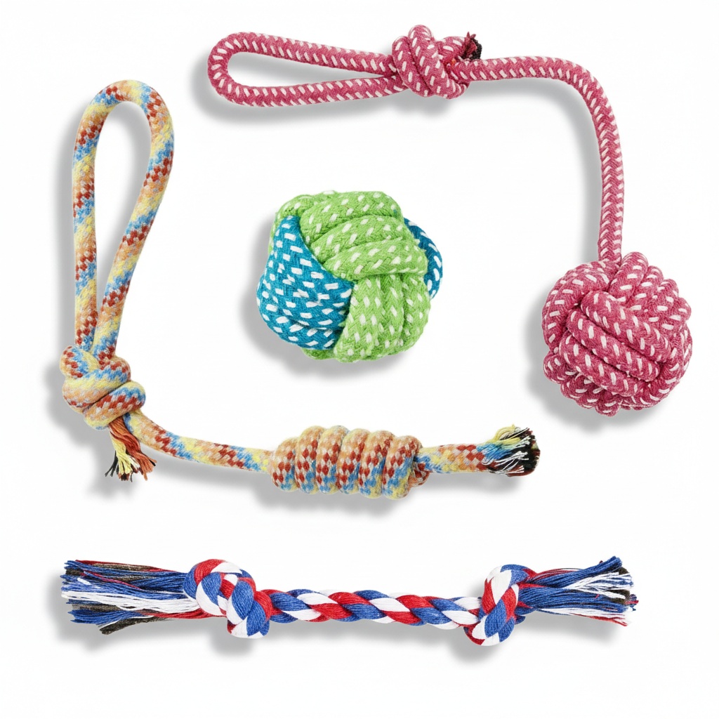 Top And Rope Toy HAHA.PPCC Dog Rope Toys 4 Pack, Sturdy Cotton Chew Tug Ropes Indoor ...