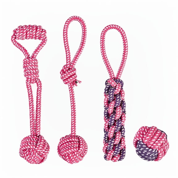 HAHA.PPCC Dog Rope Toys 4 Pack, Sturdy Cotton Chew Tug Ropes Indoor/Outdoor, Exercise Interactive Tug of War Toys Set for Boredom Small-Meidum Dogs