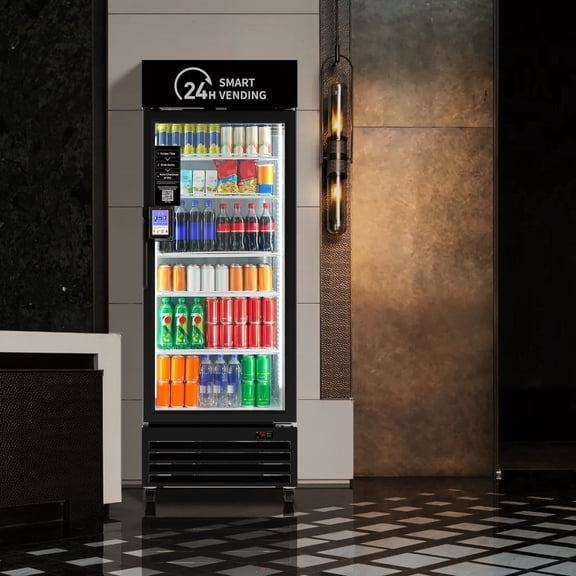 HAHA VENDING 440 Smart Refrigerated Open-Air Non-Interactive Payment Vending Machine, Black