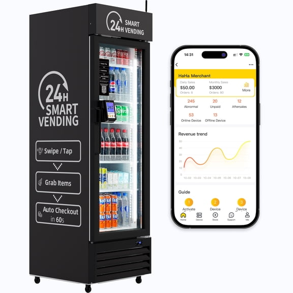 AI Smart Vending Machine 245-Capacity w/ Contactless Payment for Office/School/Gym