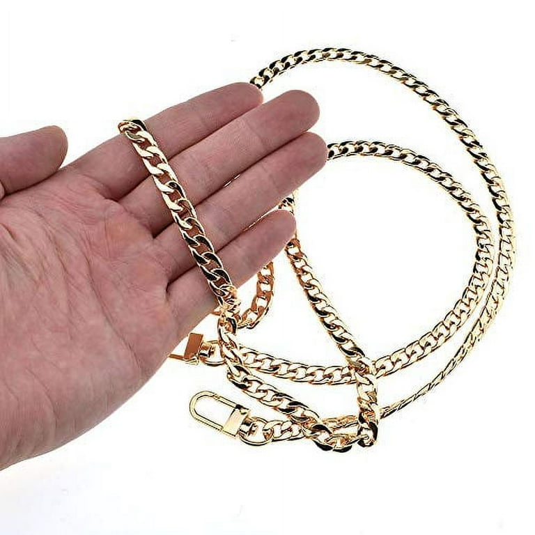HAHIYO Mini Pochette Purse Chain Strap Slim Wide 7mm for LV Length 47.2  Inches Extra Thick 2.6mm Shiny Gold for Handbag Wallet Clutch Comfortable  Flat Metal Strap 1 Pack 