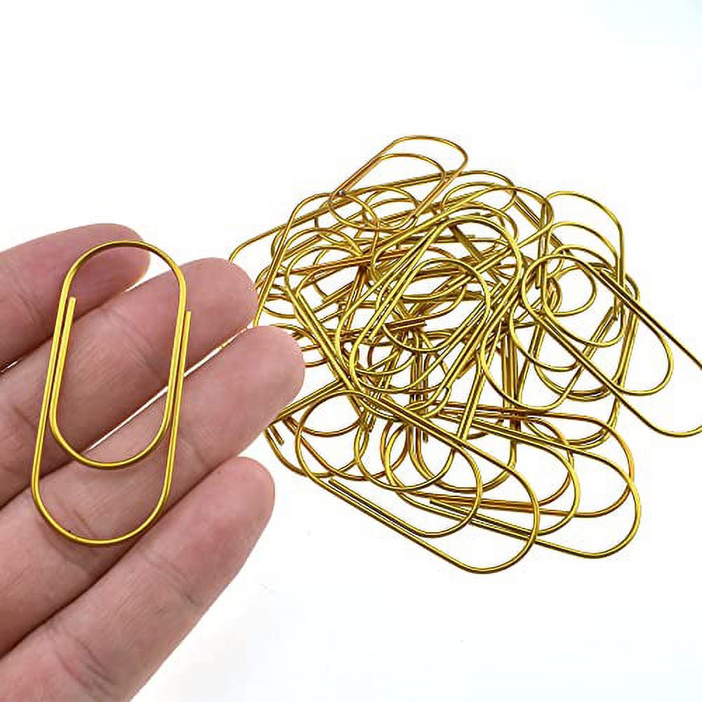 HAHIYO Paper Clips 2 inches (50mm) Length Gold Wide Paperclips Vinyl
