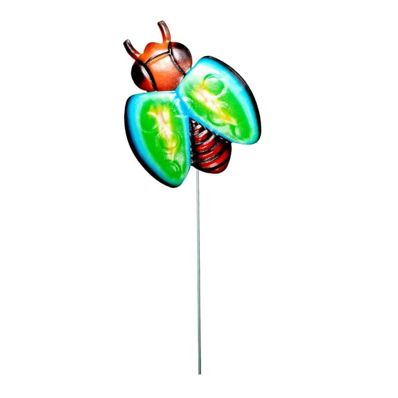 HAHUT 1 Pack Metal Insects Garden Stakes, 14.96" Decorative Garden Bee Picks Garden Ornaments for Patio Backyard Flower Pot Landscape Decor (Green)