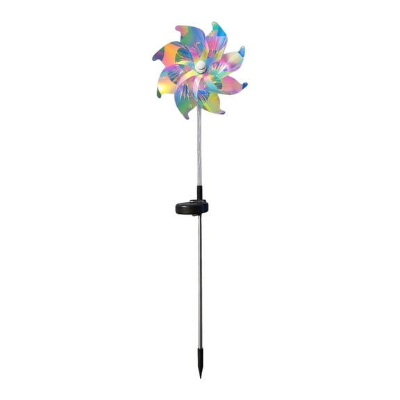 HAHUT 1 Pack Solar Rainbow Pinwheel Garden Light with LED, Reflective Pinwheels Wind Spinner Lawn Lights for Lawn Patio Walkway Flower Bed Decor Gift Women Mom