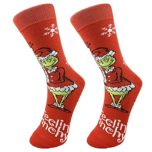 HAHUT 1 Pair Funny Christmas Socks for Women Men, Merry Christmas Crew Socks, Winter Warm Cartoon Sock for Friends Family Coworkers Xmas Gifts