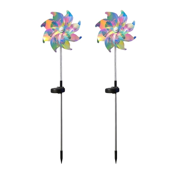 HAHUT 2 Pack Solar Rainbow Pinwheel Garden Light with LED, Reflective Pinwheels Wind Spinner Lawn Lights for Lawn Patio Walkway Flower Bed Decor Gift Women Mom