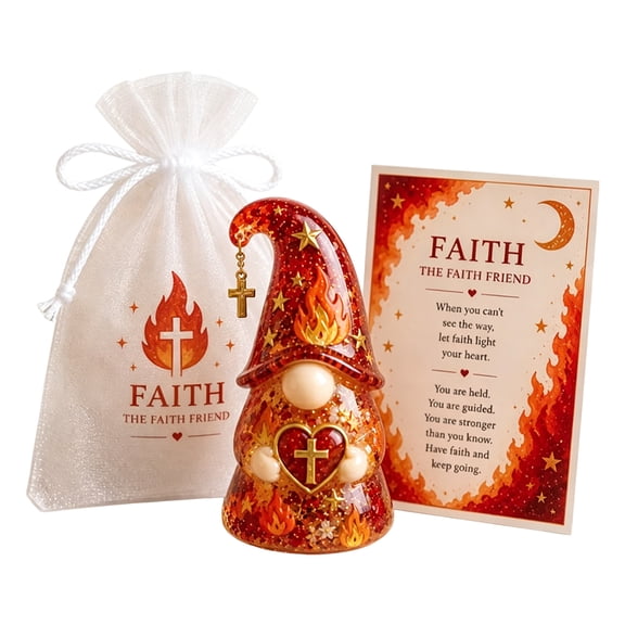 HAHUT 2D Flat Acrylic Emotional Support Gnome Ornament, Mini Gnome Figurines with Card and Gift Pouch for Teacher Coworker Friend (Faith)