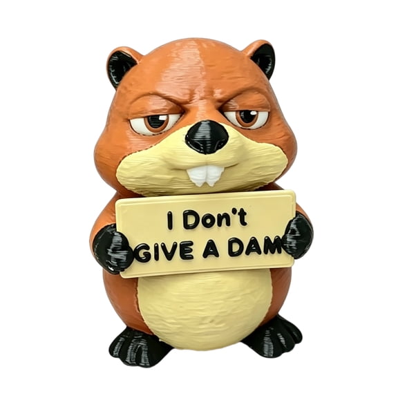 HAHUT 3D Printed Miniature Beaver Figurine Holding Inspirational Sign, Handmade Positive Animal Desk for Shelf Desk Decor