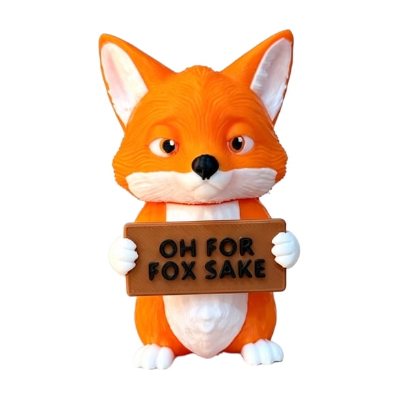 HAHUT 3D Printed Miniature Fox Figurine Holding Inspirational Sign, Handmade Positive Animal Desk for Shelf Desk Decor