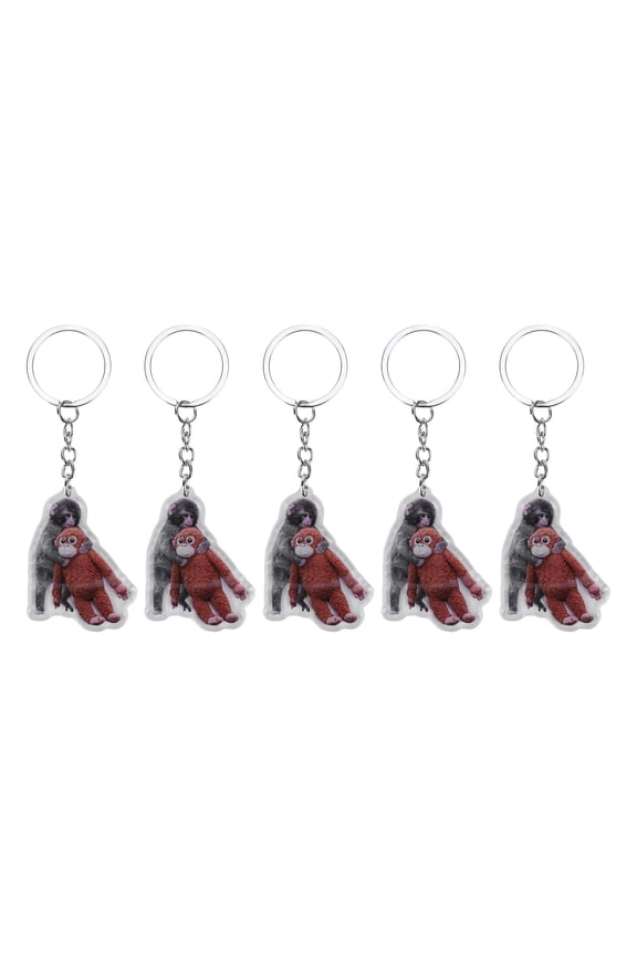 5PCS Protect Punch The Monkey Keychain, 2D Monkey Hanging Keyring Pendant, Lightweight Acrylic Keychains for Backpack Purse Car Keys
