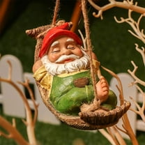 HAHUT Funny Garden Gnomes Decorations Outdoor Cute Resin Hammock Gnome Hanging Statues Garden Decor Backyard Art (Green)