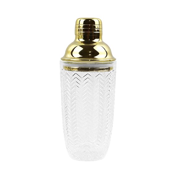 HAHUT Glass Cocktail Shaker with Stainless Steel Lid, 24 oz Glass Shaker Bottle for Stirring Cocktails, Margarita, Whiskey, Alcohol Drinks (Gold)