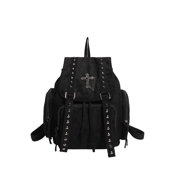 HAHUT Gothic Backpack for Women & Men, Large Capacity Commuter Daypack for Travel Work College Daily Use (Black)