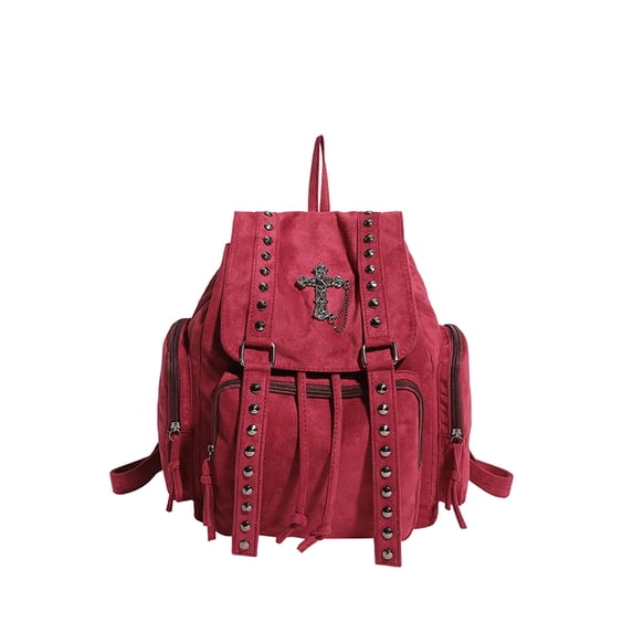 HAHUT Gothic Backpack for Women & Men, Large Capacity Commuter Daypack for Travel Work College Daily Use (Red)
