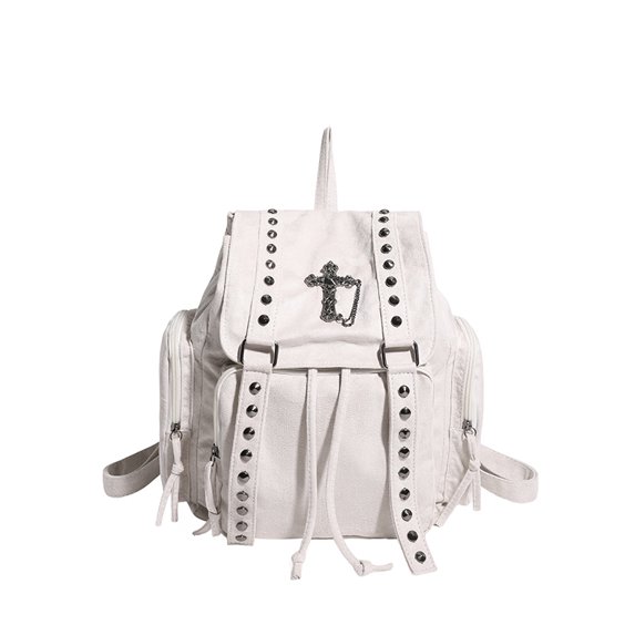 HAHUT Gothic Backpack for Women & Men, Large Capacity Commuter Daypack for Travel Work College Daily Use (White)
