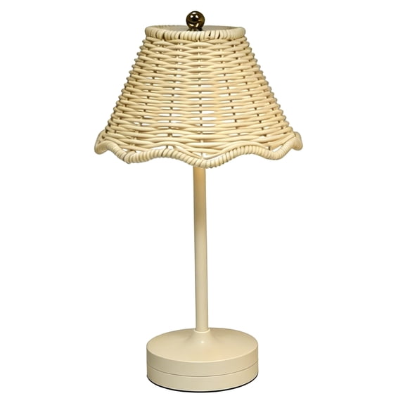 HAHUT Rattan Table Lamp, LED Rechargeable Cordless Boho Woven Desk Lamp with 3 Color Temperature Touch Control Dimmable for Living Room Bedroom Wedding Decor (Beige)