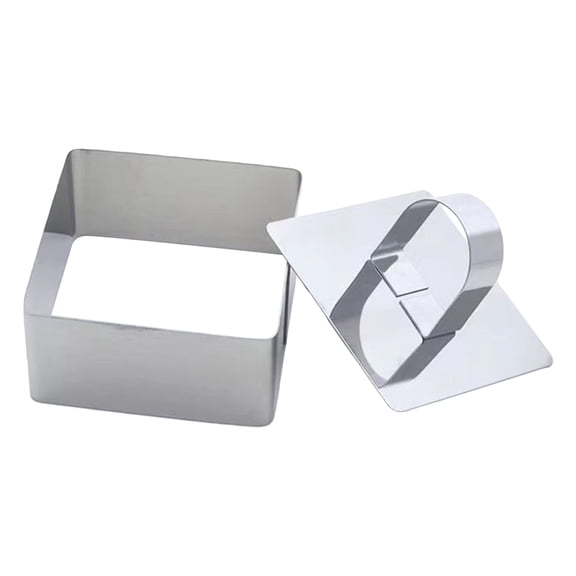 HAHUT Stainless Steel Dessert Food Molds with Pushers, Cake Cooking Rings for Kitchen Tools, Baking Pastry & Desserts Making (Square)