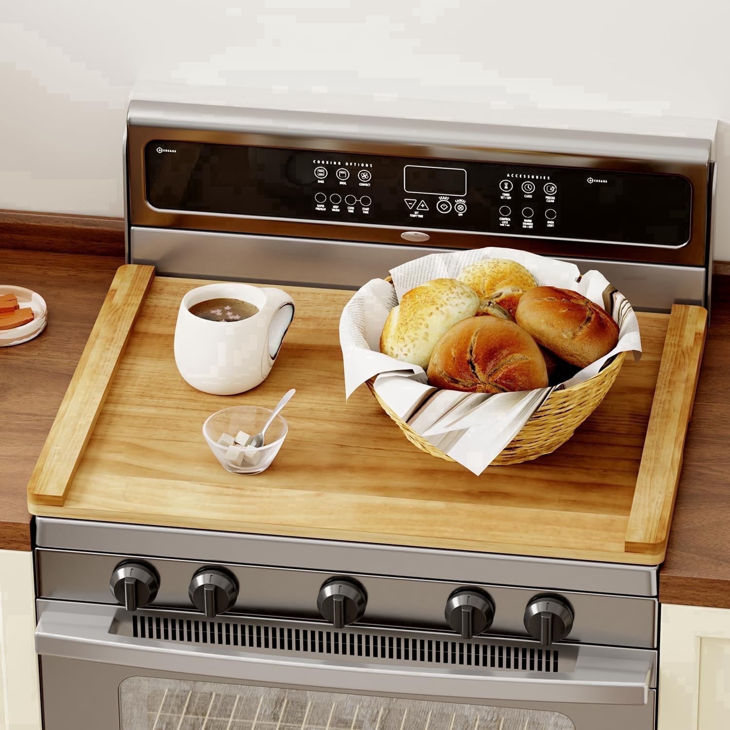 HAIDAIYA Noodle Board Stove Cover, Stove Top Covers for Electric 30"L X 22"W, Stove Top Covers for Gas Burners, Sink Cover for Counter Space, Durable Easy Clean Countertop, Light Wood