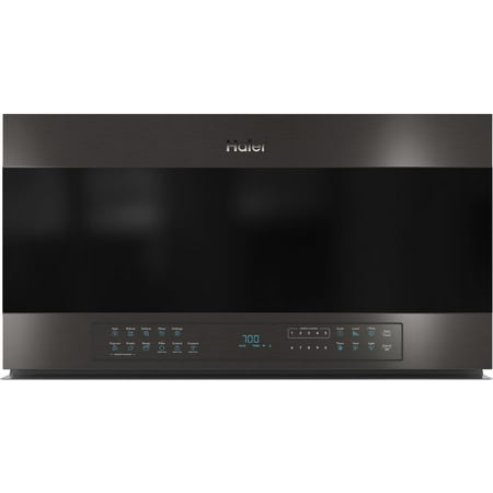 Haier - 1.6 Cu. Ft. Over-the-Range Microwave with Sensor Cooking and Built-In Wi-Fi - Black stainless steel