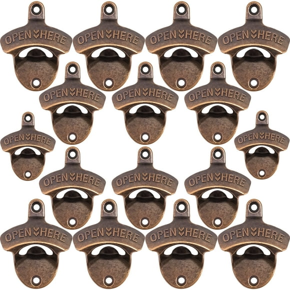 HAIICEN 16 Packs Bulk Bottle Opener Wall Mount Aged Copper Deck Craft Drink Bottle Cap Opener for Customized