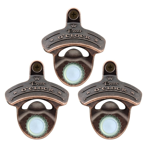 HAIICEN Beer O'CLOCK Magnetic Bottle Opener Wall Mount Old School Drink Cap Opener for Home Bar (3 PCS)