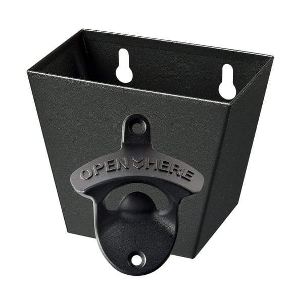 HAIICEN Black Bottle Opener with Cap Catcher Wall Mounted Stainless Beer Opener and Cap Collector with Drain for Kitchen Home Bar
