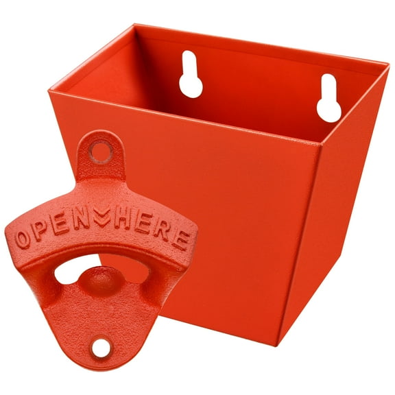 HAIICEN Red Bottle Opener and Cap Catcher Cast Iron Beer Cap Opener and Cap Holder