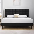 thumbnail image 1 of HAIIDE Queen Size bed Frame with Fabric Upholstered Headboard,Black, Easy Assembly, 1 of 7