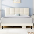 thumbnail image 1 of HAIIDE King Bed Frame, King Size Platform Bed With Fabric Upholstered Headboard,Beige, Easy Assembly, 1 of 6
